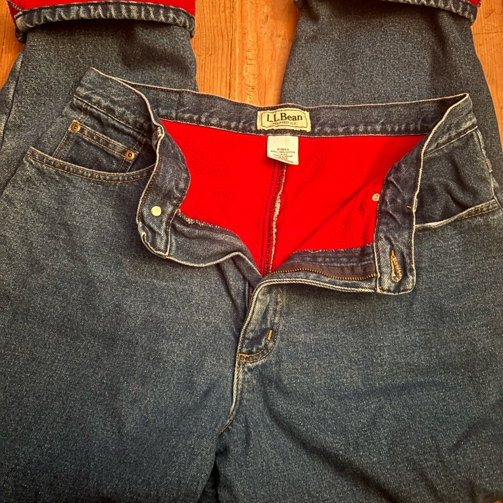 L.L. Bean Denim Jeans with Red Lining